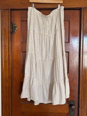 New Primark Cream Ditsy Floral Tiered Midi Skirt Sz XL Cottagecore Ruffle Boho
